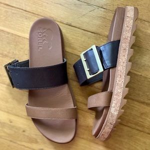 Sorel Brown Leather Sandals Sz 8